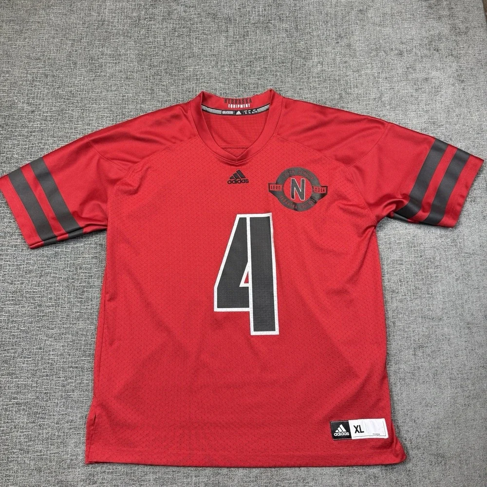 Nebraska Cornhuskers Adidas Football‎ Jersey #4 Red Mens XL 125th Season 2014